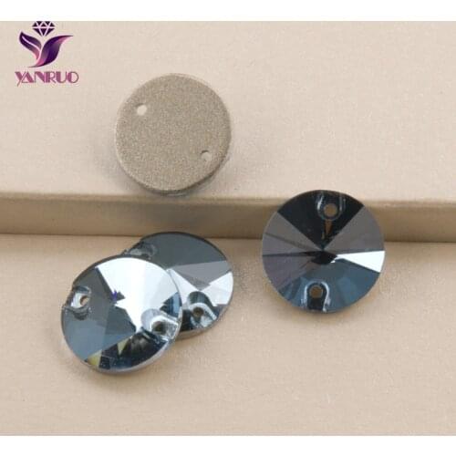 YANRUO 3200 Rivoli Aquamarine Sew on Strass Flatback Rhinestone for Sewing Crystals Stones