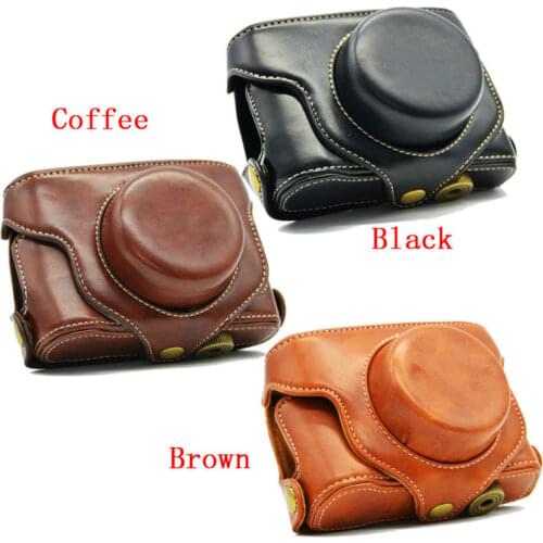 Hard Leather Camera Case Bag with Strap for Fuji Fujifilm X30 camera Video Bag White line