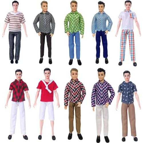 1set Fashion Prince Ken Doll Clothes+ Pants Fashion Suit Cool Outfit For Doll Boy Best Childrens Birthday Gift