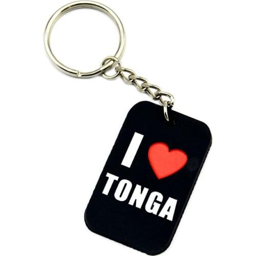 1PC I Love Tonga Silicone Dog Tag Keychain Debossed Logo