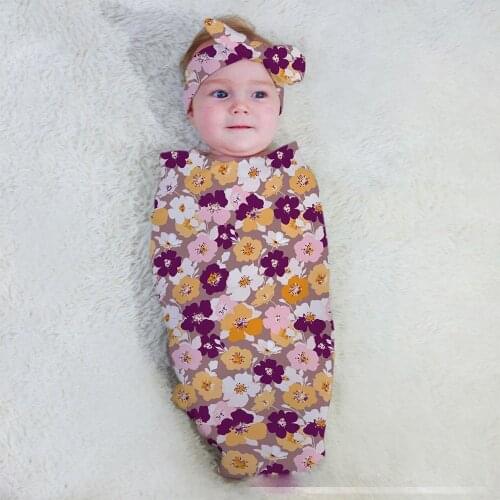 Baby Blanket With Headband 2PCS Set Newborn Carriage Quilt Baby Milestone Blankets Muslin Swaddle Wrap Printed Girls Bath Towel