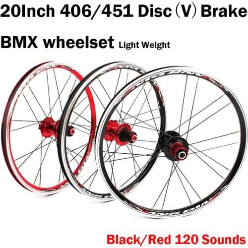 20 inch Disc (V) Brake 406/451 O.L.D. Front 100mm Rear 135mm Clincher Fold bike BMX Wheelset Wheel UD Matt