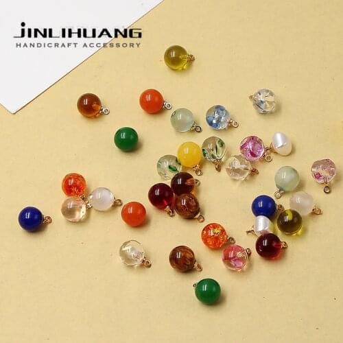 5pcs 10mm Women Wear Pearl Buttons Textures Round Glass Ball Bead for Cheongsam Earrings Clothing DIY Sewing Accessory Garment