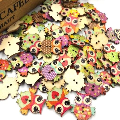 50 pcs Mix Baby Owl Birds Carton Buttons Kid' Baby Sewing Craft WB350