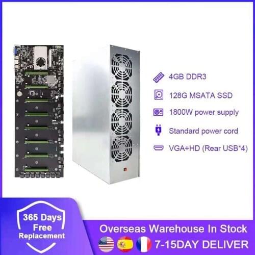 Eight card desktop in-line system platform multi graphics card chassis mine 588 / 3070 dig 3060 Ethereum eth
