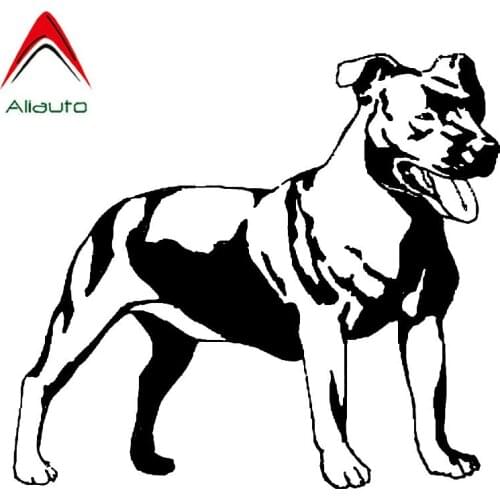 Aliauto Staffordshire Bull Terrier Dog Car Stickers Fashion Reflective Vinyl Decal Automobile Decoration Black/Silver,18cm*16cm