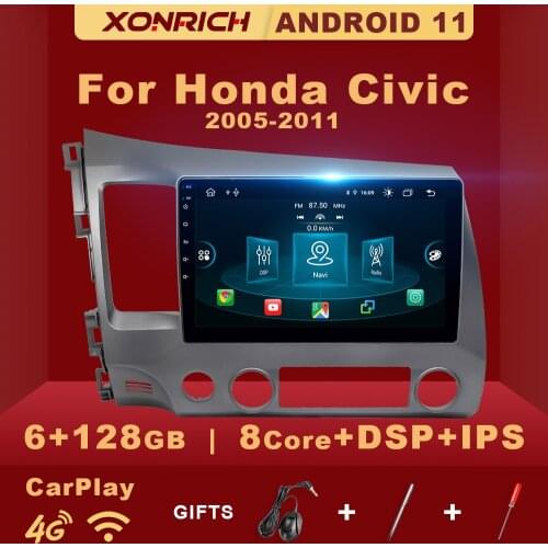 4GB Android 10.0 Car Multimedia Player For Honda Civic 8 2005-2011 Radio Navigation GPS AI Voice Control Carplay Wifi RDS IPS