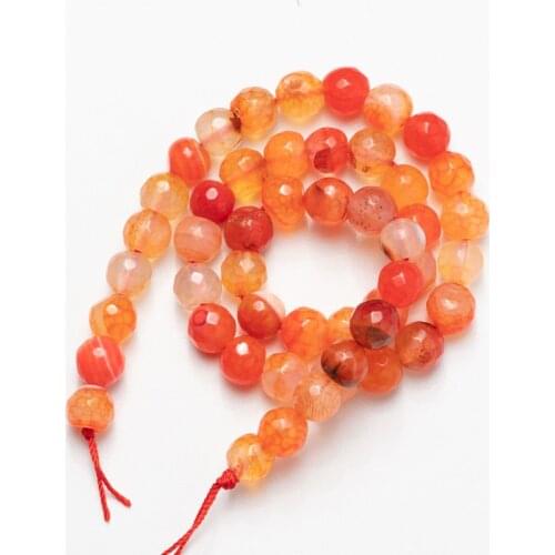 Faceted Orange Fire Agates Natural Stone Beads Loose Beads for Jewelry Making 6mm 8mm 10mm Necklace Bracelet Earrings DIY