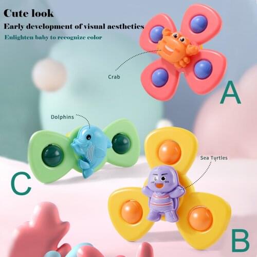 Children Animal Suction Cup Rotating Windmill Top Baby Toys Baby Bath Toys Dining Chair Comforting Toys игрушки для ванной Y