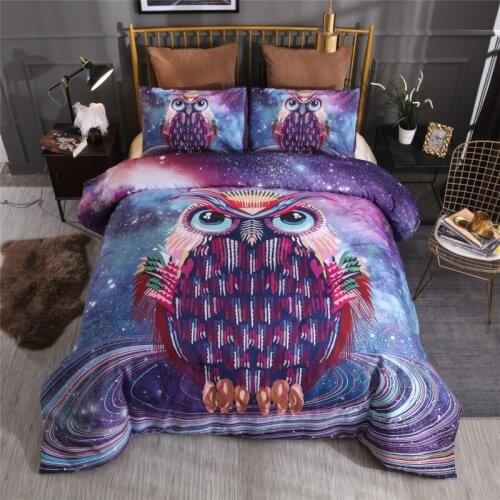 Home Textiles 3D Digital Printing Bedding Set Duvet Cover Pillowcase Bedclothes Dropshipping Diamond queen Owl gife