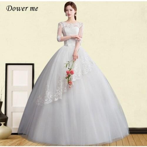 Elegant Wedding Dresses GR693 Boat Neck Lace Bridal Gowns Embroidery Wedding Dresses For Women Half Sleeve Long Vestido De Novia