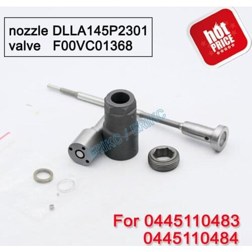 ERIKC 0445110483 0445110484 Diesel Injector Repair Parts Nozzle DLLA145P2301 0433172301 Valve F00VC01368 For Bosch Overhaul Kit
