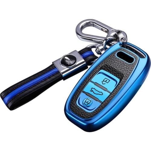 High quality PC+Leather grain Car Smart Key Cover Case Shell For Audi A1 A3 A4 A5 A6 A7 A8 Quattro Q3 Q5 Q7 2009-2015Accessories