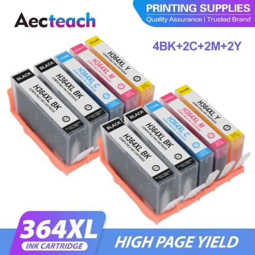 Aecteach new Printer Ink Cartridge for HP364XL 364 XL for HP 364XL Photosmart 5510 5515 6510 B010a B109a B209a Deskjet 3070A