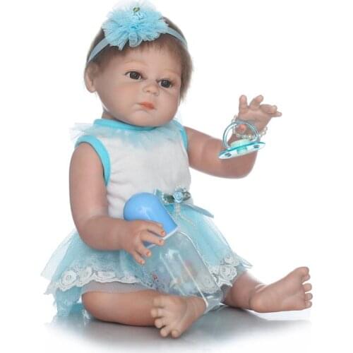 Bebe princess Reborn babies Dolls Soft Silicone body 20inch 50cm with lovely dress pacifier bottle Cute Girl Toy bonecas bebe g