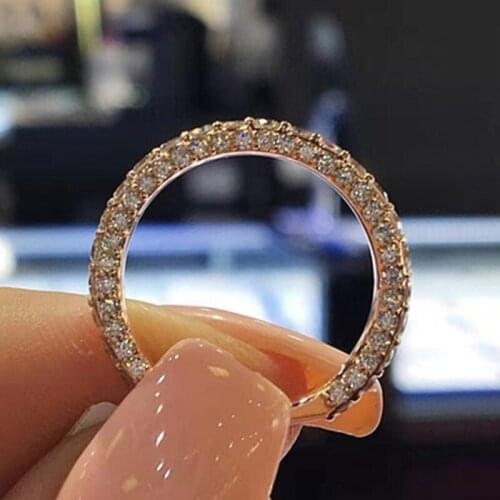 Milangirl Womens Jewelry Micro Pave Cz Zircon Crystal Wedding Band Eternity Stacking Ring Fashion Anniversary Band