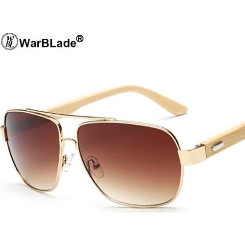 WarBLade Vintage Pilot Wood Sunglasses Men Women UV400 Gradient Sun Glasses Driver Sport Eyewear Original Bamboo Sunglass Male