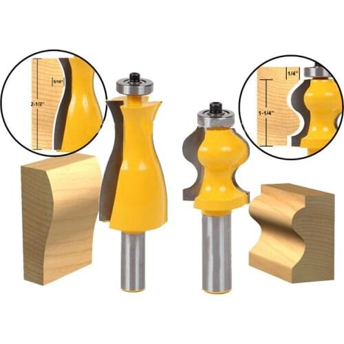 2 Bit Jewelry Box Side and Foot Mold Router Bit Set - 1/2" Shank Woodworking cutter Tenon Cutter for Woodworking Tools
