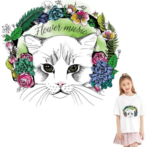Cat Iron On Transfer For clothing Patches Stickers For Clothing Cartoon Stripes Vinyl Transfer Badges iron Stickers on нашивка