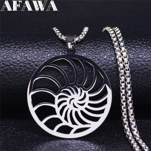 AFAWA Snails Stainless Steel Statement Necklace Women/Men Silver Color Necklaces & Pendants Jewelry colgante mujer N4117S01