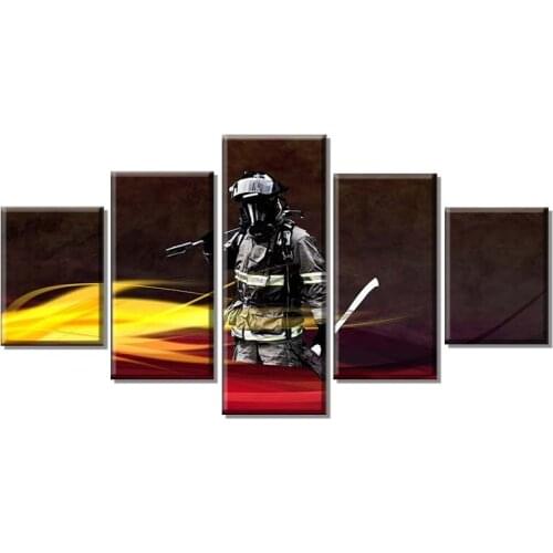 Artwork Poster HD Prints Home Firefighters Decor 5 Pieces Figure Wall Art Modular Living Room Pictures For Gift Canvas Painting