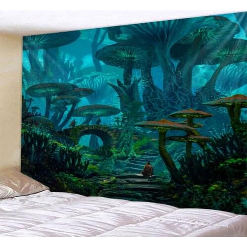 Psychedelic Mushroom Tapestry Fantasy Witchcraft Wall Mount Bohemian Gypsy Home Decor Mandala Yoga Beach Mat Sleeping Mat