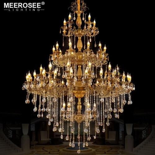 Luxurious Huge Crystals Chandelier Light Fixture Vintage Lustres Hanging Lamp for Villa Hotel Project Candle Luminaires Lighting