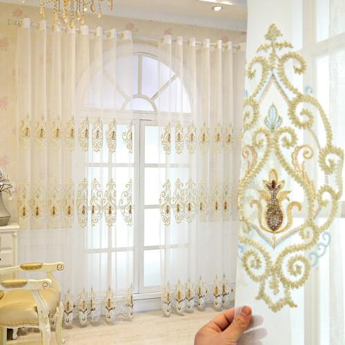Luxury Sheer Voile Curtains for Living Room Bedroom Floral Embroidered Panels Semi Sheer Patio Glass Door Drapes