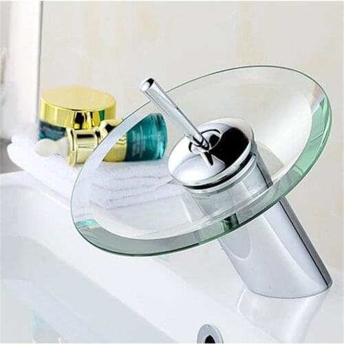 All Copper/Stainless Steel Basin Faucet Ceramic Valve Core Hot/Cold Glass Faucets Creative Deck Mounted Home Bathroom Faucet