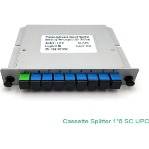 10PCS/pcs SC UPC 1X8 Cassette splitter Fiber Optical Box FTTH PLC Splitter with 1X8 Planar waveguide type Fiber Optical Box