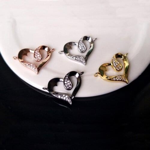 10 Pcs Turkish Style Love Double Bails Connector CZ zircon Micro pave crystal Charm DIY Bracelet necklace Jewelry making CT157