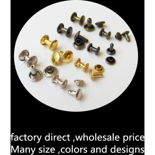 100set/pack 6mm 4colors Round Double Cap Rivet Stud Spike Collision Nail for Leathercraft Shoes Bag Belt Garment Accseeories
