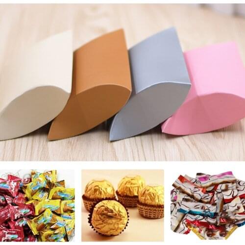 100PCS Kraft Paper Pillow Box Gift Candy Boxes Wedding Favors Packaging Bag For Home Birthday Wedding Party