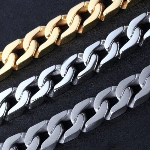 12mm Fashion Jewelry 316L Stainless Steel Silver Color/Gold Cuban Curb Chain Mens Womens Bracelet Bangle 8.66"Christmas Gift Hot