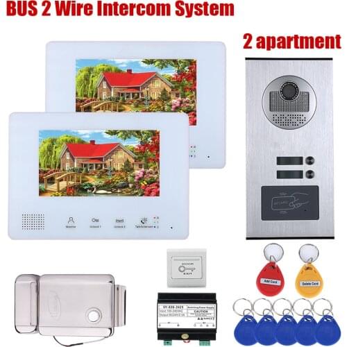 2/3/4/5/6 Units Apartment BUS 2 Wire Video Door Phone Intercom systems 7 Inch Kit for Electronic Door Lock home Night Vision