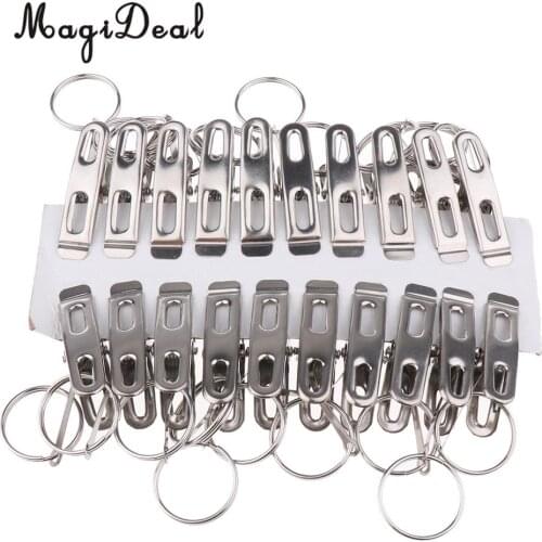 20Pcs Stainless Steel Curtain Rings Clips Roman Ring Hook Home DIY Hook Hanger
