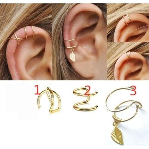 2020 Fashion 3Pcs/Set Ear Cuffs Gold Leaf Ear Cuff Clip Earrings For Women Earcuff No Piercing Fake Cartilage Earrings
