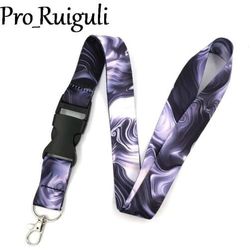 30pcs Watercolor Artistic wave pattern Keychain Lanyard Id Badge Holder ID Card Pass Gym Mobile Phone Badge Holder Key webbing
