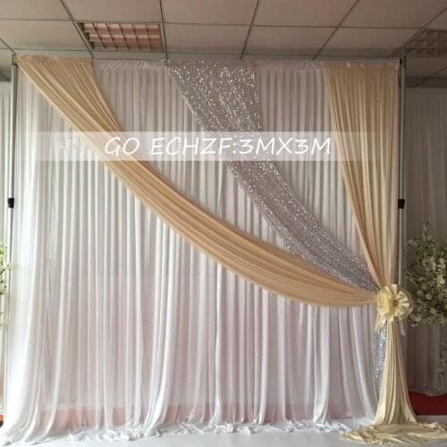 3X6m swag Background Simple White Yarn Silk Cloth Wedding Backdrop Event Party Drape Curtain for Wedding Party Home Stage decor