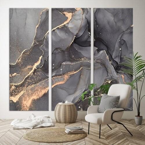 Abstract Gold Black Marble Canvas Paintings Luxury Ink Pattern Wall Art Prints Pictures and Posters for Bedroom Home Decoration
