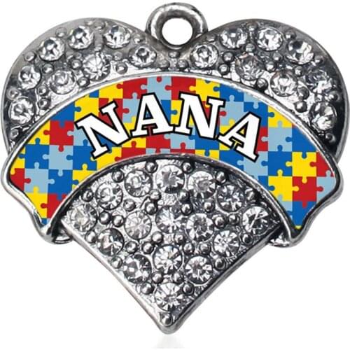 Nana Accessories Fashion Heart Puzzle Pieces Autism Nana Charms Pendants Bracelets Necklaces Making Nana Jewelry