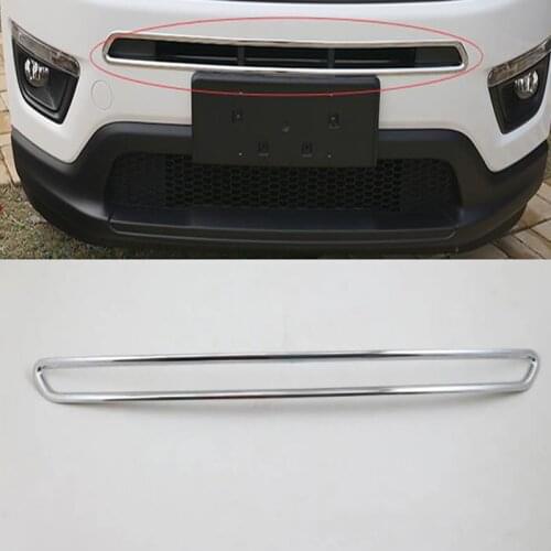 Car Styling ABS Chrome Front Bumper Trim Cover For Jeep Compass 2017+ Front Lower Mesh Grill GRILLE Cover Trim Molding