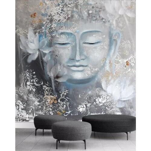 Bacal Custom hand-painted murals wallpaper 3D nostalgic Buddha Buddha lotus porch setting wall decoration