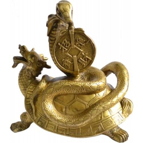 Basaltic Brass Copper statue Snake turtle animal ornament crafts ornaments Lucky Feng Shui ornaments