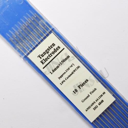 Free shipping WC20 2% Ceriated Tig Tungsten Electrode Grey Head 1.6*150mm 1/16" 100PCS