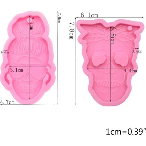 Skull Men Women Style Keychain Epoxy Resin Mold Key Chain Earrings Pendants Silicone Mould DIY Crafts Jewelry Tool