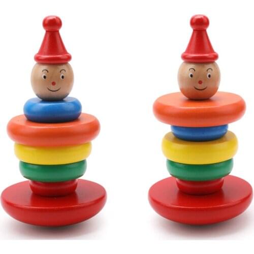Wooden creative educational toys baby rainbow tower ring toy stacks rainbow circle baby education educational toys M18