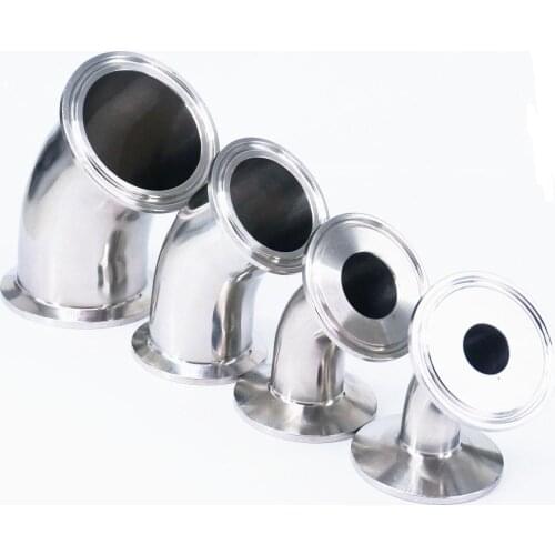 Ferrule O/D 50.5mm/64mm/77.5mm/91mm/106/119mm Tri Clamp 304 Stainless Steel 45 Degree Elbow Sanitary Pipe Fitting Home Brew
