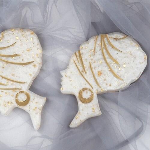 Afro Female Silicone Resin Mold Large Woman Head Tray Beauty Irregular Mirror Silicone Mould Coaster Baking Mould for Epoxy