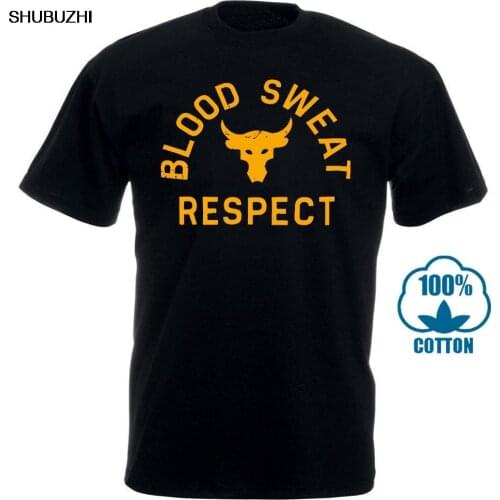 MenS Project Rock Blood Sweat Respect Graphic T-Shirt shubuzhi MenS Fashion Short Sleeved Camisetas Slim Fit T-Shirts